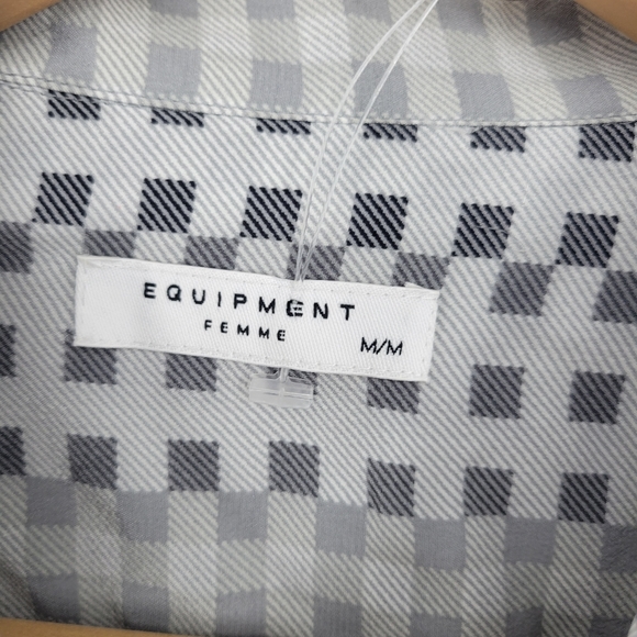 Equipment Femme silk button down shirt blouse top grey modern print geometric - Picture 4 of 8